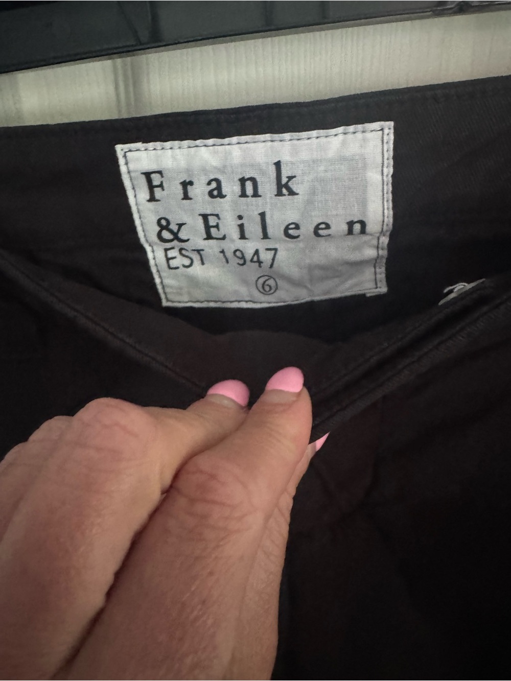 Frank & Eileen Wicklow Italian Cotton Chino Pants Black Size 6 Raw Hem - Picture 7 of 15